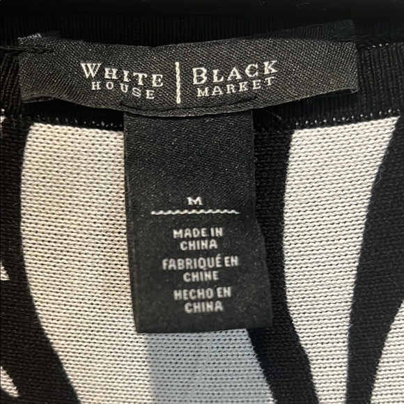 White House Black Market Black & White Floral spring Sweater short sleeve - Picture 4 of 11